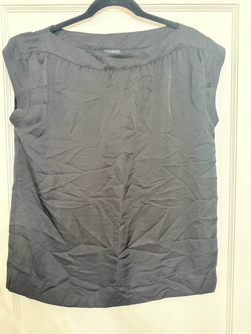 Talbots Black Sleeveless Boatneck Blouse Top Size 8